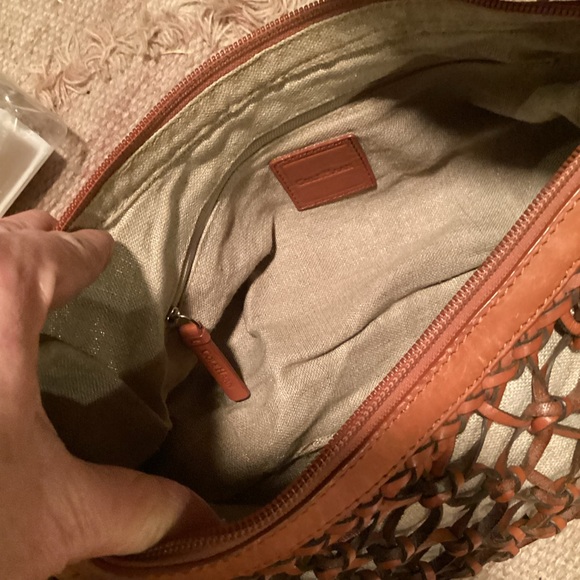 COLE HAAN DARA COLLECTION BROWN LEATHER WOVEN HANDBAG - Picture 4 of 13